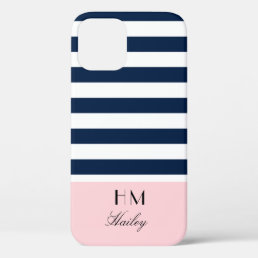 Blue and pink Nautical Monogrammed iPhone case