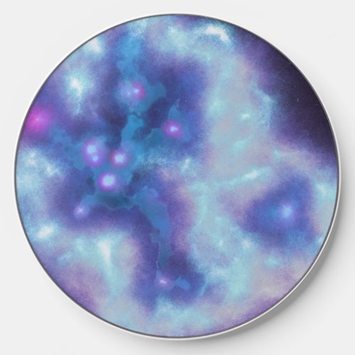 Blue and pink nebula deisgn wireless charger 