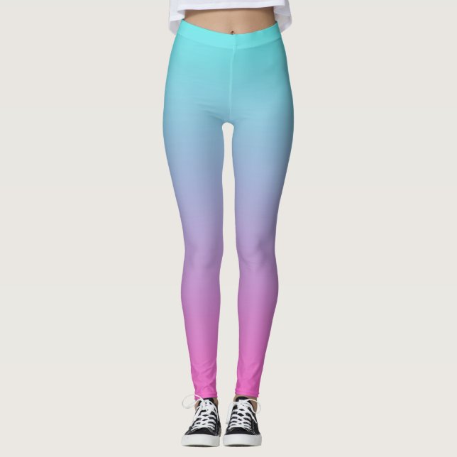 Blue and pink ombre colors gradient Leggings (Front)