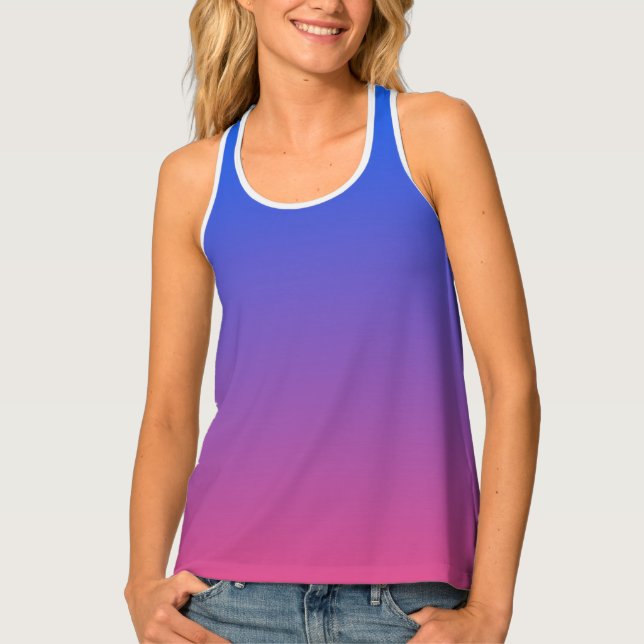 Blue and pink ombre gradient tank top (Front)