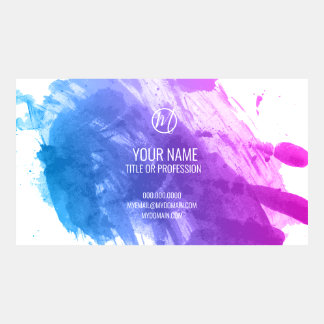 Blue and Pink Paint Splatter Business Card