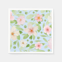 Blue and pink pastel floral pattern