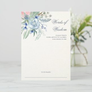 Blue and Pink Peony | Bridal Shower Advice Card