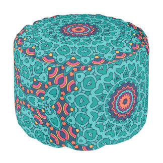Blue and pink persian style seamless pattern pouf