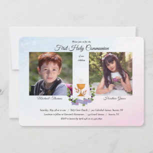 Blue and Pink Photo Religious Invitation