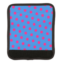 Blue and pink polka dot luggage handle wrap