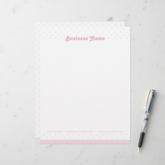 Blue and Pink Polka Dots Letterhead (Front/Back In Situ)