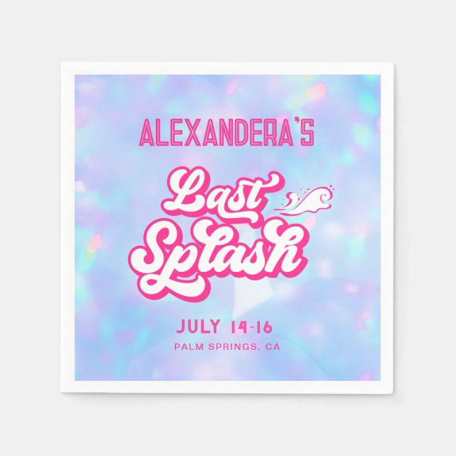 Blue and Pink Pool Party Bachelorette Napkins (Front)