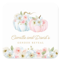 Blue and Pink Pumpkin Gender Reveal  Square Sticker