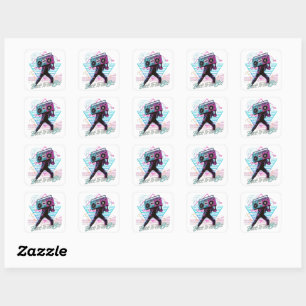 Blue and Pink Retro Back To The 80s Sticker