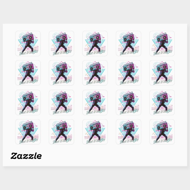 Blue and Pink Retro Back To The 80s Sticker (Sheet)