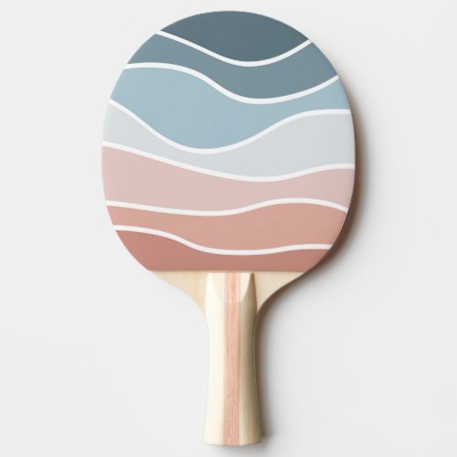 Blue and pink retro style waves design ping pong paddle
