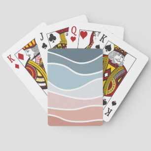 Blue and pink retro style waves design poker cards