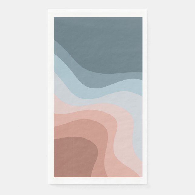 Blue and pink retro style waves paper guest towels (Front)