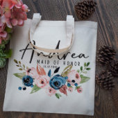 Blue And Pink Roses Floral Canvas Tote Bag (Side)