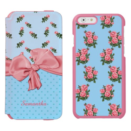 Blue and Pink Roses iPhone 6 Wallet Case