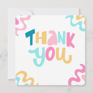 blue and pink simple thank you  card