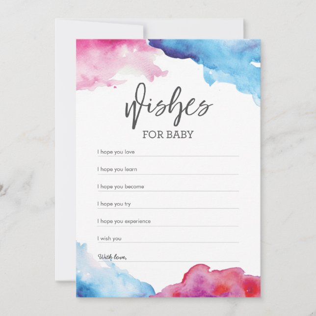 Blue and pink Splash Baby Shower Wishes for baby Invitation (Front)