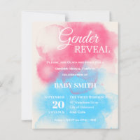 Blue and Pink Splash Gender Reveal Invitation