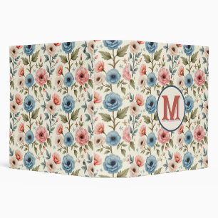 Blue and Pink Spring Floral Fantasy 3 Ring Binder