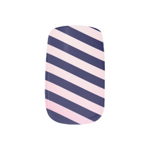 Blue and Pink Striped Minx Nail Art