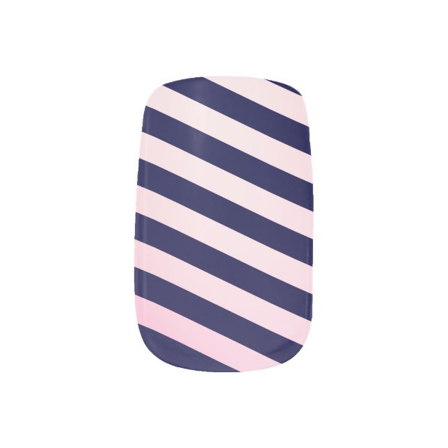Blue and Pink Striped Minx Nail Art (Left Thumb)