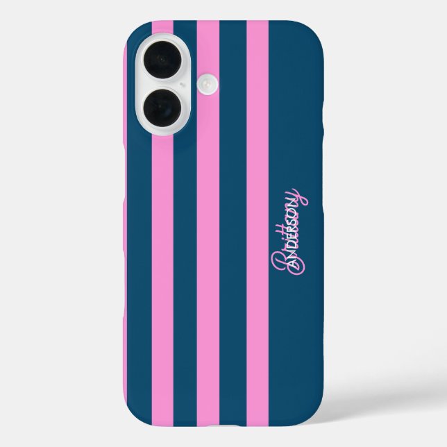 Blue and Pink  Stripes Pattern Personalized  Case-Mate iPhone Case (Back)