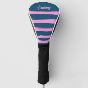 Blue and Pink Stripes Pattern Personalized Golf Head Cover