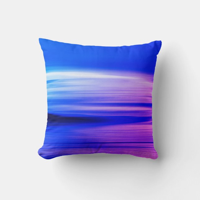 Blue and Pink Sunset Beach Throw Pillow (Front)