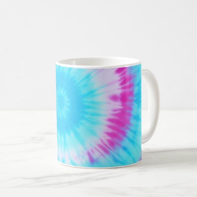 Blue and Pink Tie Dye Coffee Mug (Front Right)