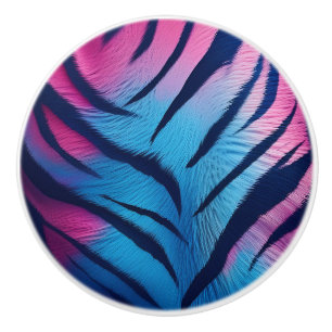 Blue and Pink Tiger Stripes Ceramic Knob