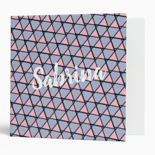 Blue and Pink Triangles Custom Name 3 Ring Binder