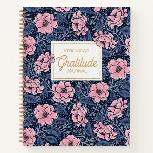 Blue and Pink Victorian Camellia Gratitude Journal