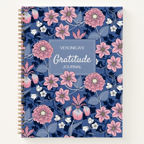 Blue and Pink Victorian Floral Gratitude Journal