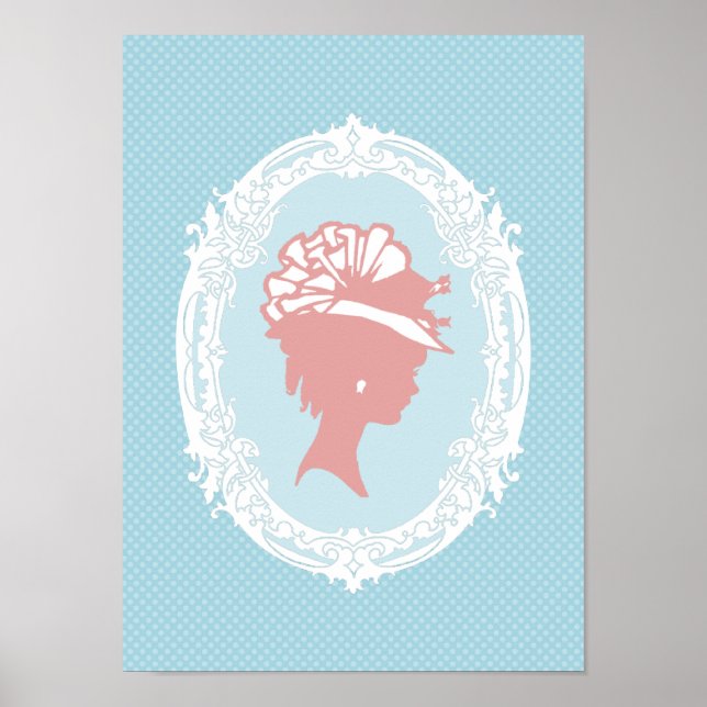 Blue and Pink Vintage Cameo Poster (Front)