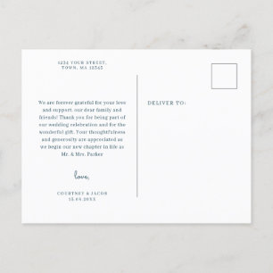 Blue and Pink Watercolor thank you postcard