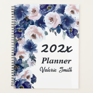 Blue and Pink Watercolor Winter Floral  Planner
