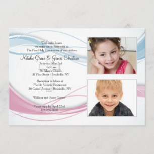 Blue and Pink Wave Photo Invitation