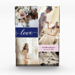 Blue and Pink Wedding photo elegant LOVE Script Acrylic Award<br><div class="desc">The beautiful images from your wedding day should be displayed. It's one of the most important days of your lives and you have tons of stunning photography to choose from. With a navy blue and pink as accent colors, and Love script text, you can customize photos date, names on this...</div>