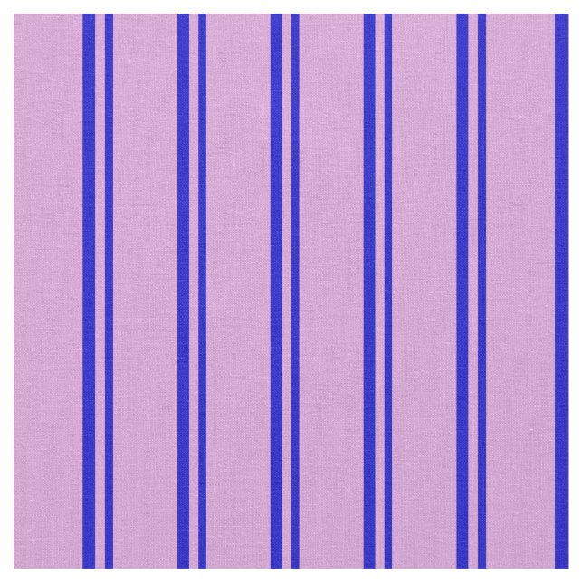 Blue and Plum Lines Pattern Fabric (Close Up)