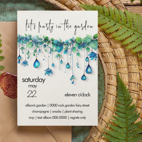 Blue and Pretty Green Fairy Garden Lights Invitation