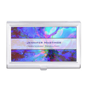Blue and Purple Abstract Design Business Card Holder