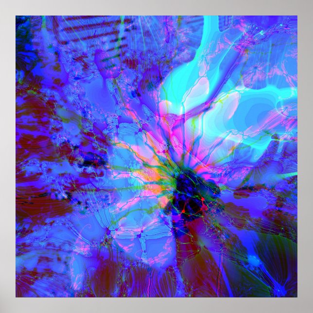 Blue and Purple Abstract Design Poster (Front)