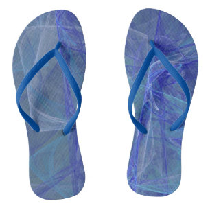 blue and purple abstract flip flops