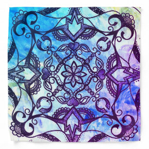 Blue and Purple Abstract Mandala Bandana