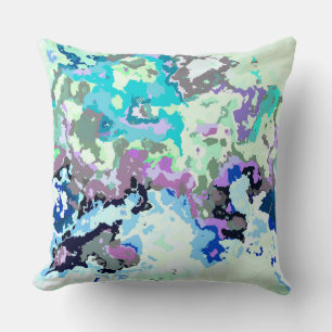 Blue and Purple Abstract Throw Pillow