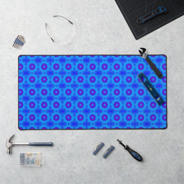 Blue and purple african print pattern desk mat (Workstation)