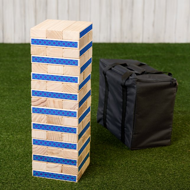 Blue and purple african print pattern topple tower (Lawn)