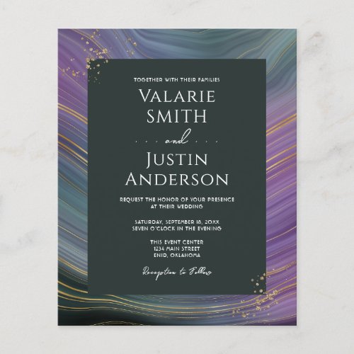 Blue and purple Agate Budget Wedding  Flyer