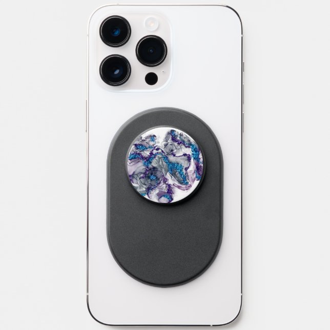 Blue and Purple Alcohol Ink  PopSocket (Front)